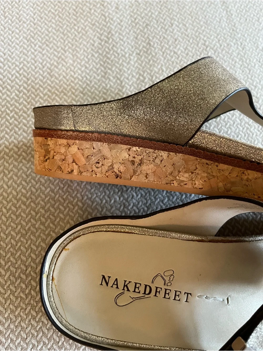 Naked Feet Women's Hadidd Leather Thong Sandals Size 6.5